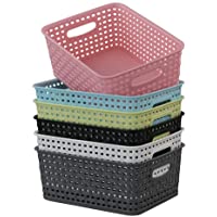 Rinboat - Cestas rectangulares de plástico de ratán Tejidas para Almacenamiento- 6 Unidades